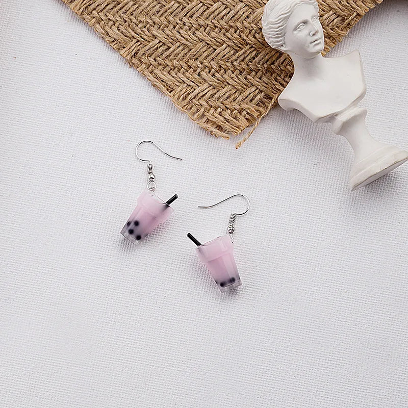 Cute 3D Simulation Bubble Tea Earrings