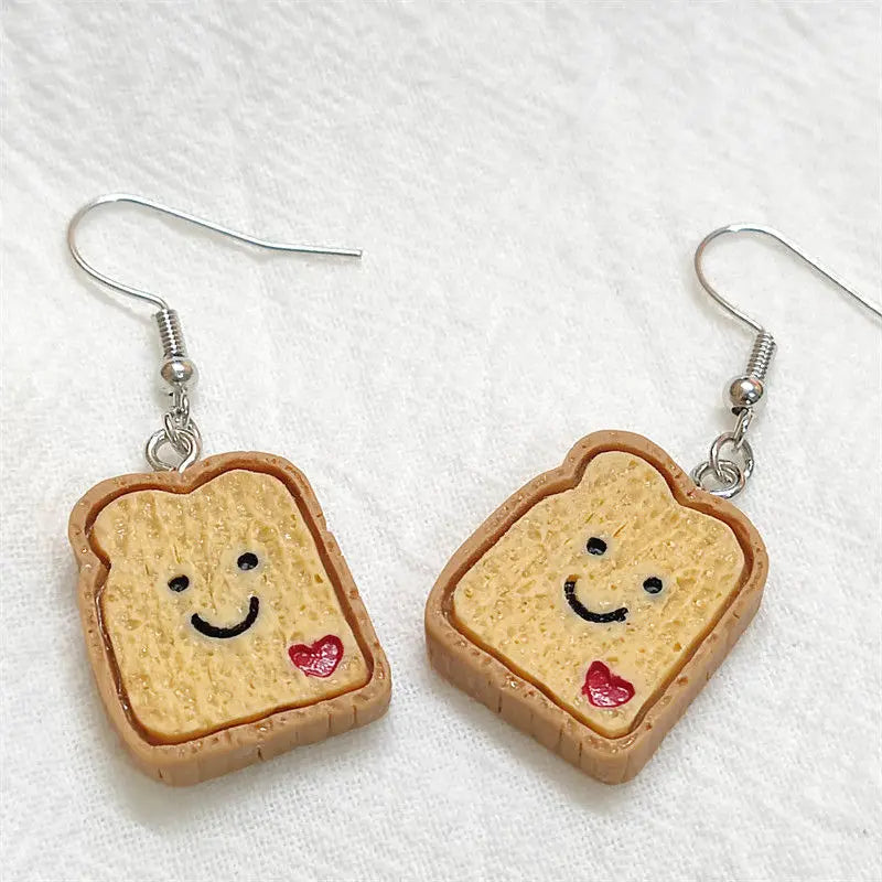 Cute Toast Bread Food Earring