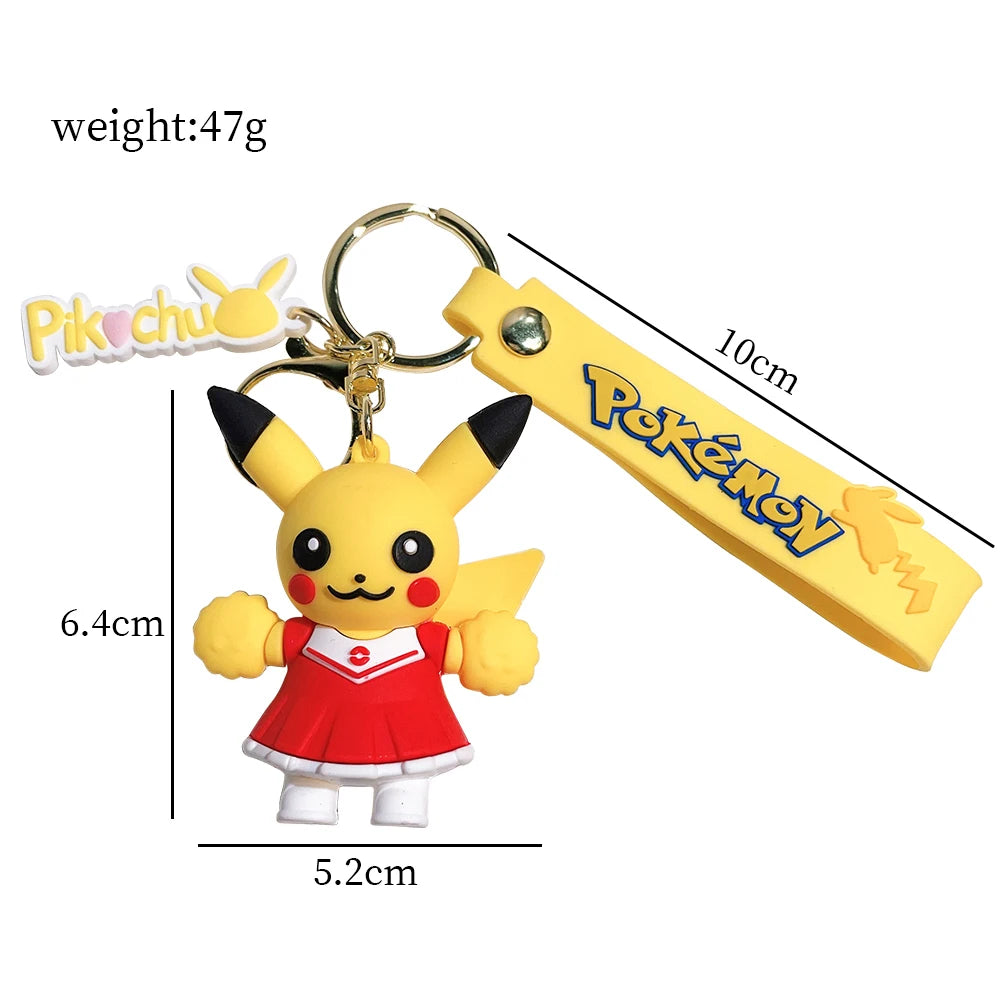 Pokemon Keychain Anime Figures Pikachu Charmander Psyduck Fashion Bag Keyring Pendant Accessories