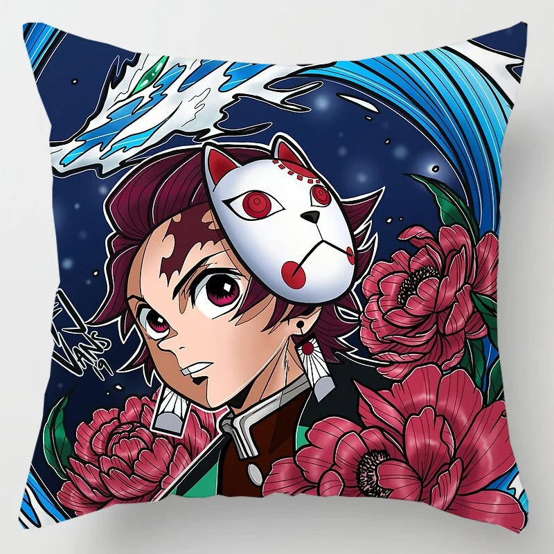 45 * 45CM Demon Slayer Kimetsu No Yaiba Pillowcase Home Decor Sofa