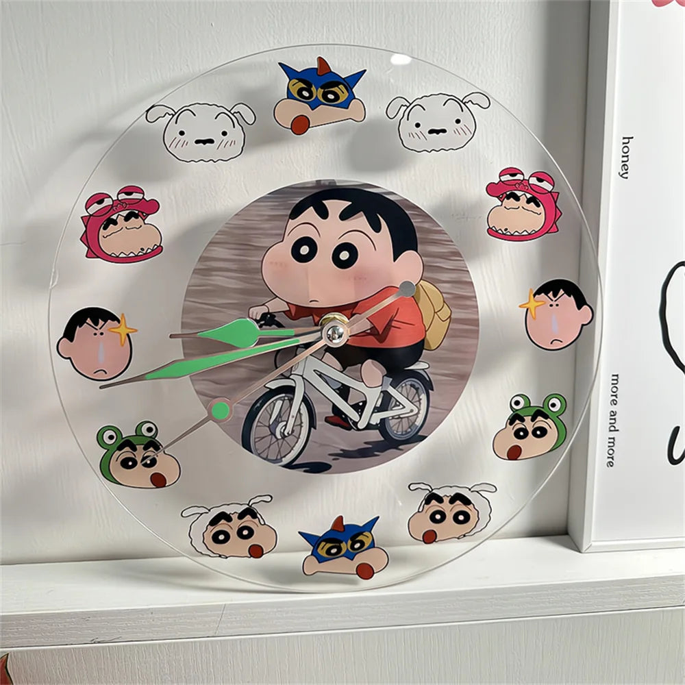 Kawaii Anime Crayon Shin-Chan Acrylic Clock Cute Creative Simple Desktop Pendant Wall Hanging Clocks