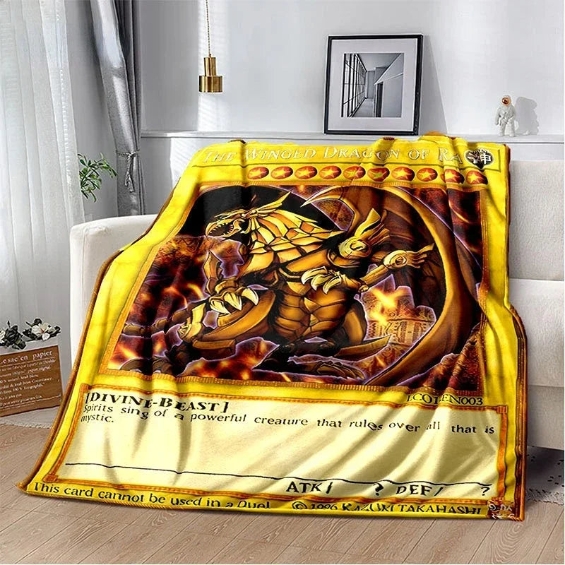 Anime Yu Gi Oh Card Throw Blanket Blue Eyes White Dragon Anime Home Decor