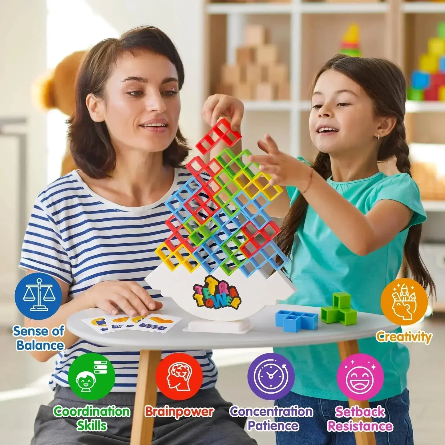 Puzzles Tetra Tower Fun Balance Stacking Building Board Game