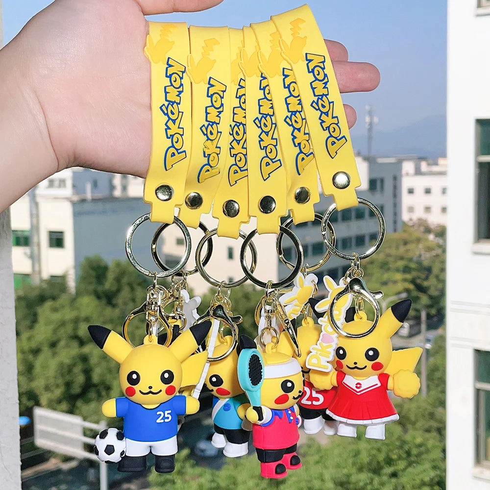 Pokemon Keychain Anime Figures Pikachu Charmander Psyduck Fashion Bag Keyring Pendant Accessories