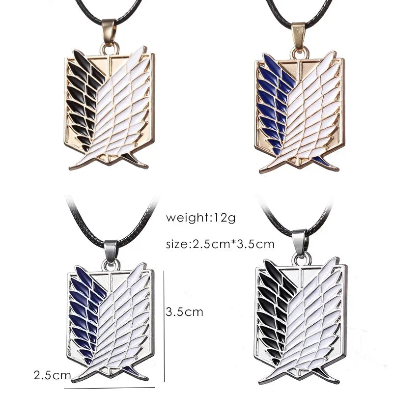 Anime Attack on Titan Alloy Necklace Wings of Liberty Shingeki Pendant No Kyojin Leather Chain