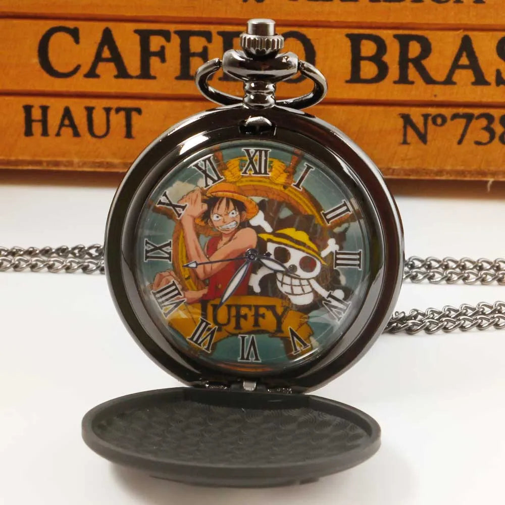 One Piece Simple Personalised Quartz Pocket Watches Anime Necklace With Chain Pocket