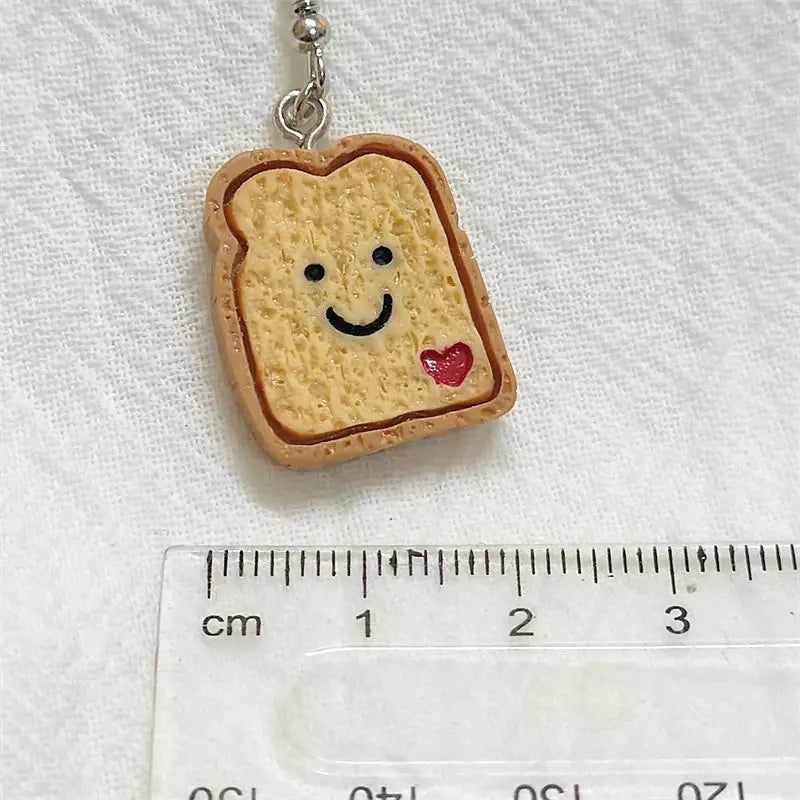 Cute Toast Bread Food Earring