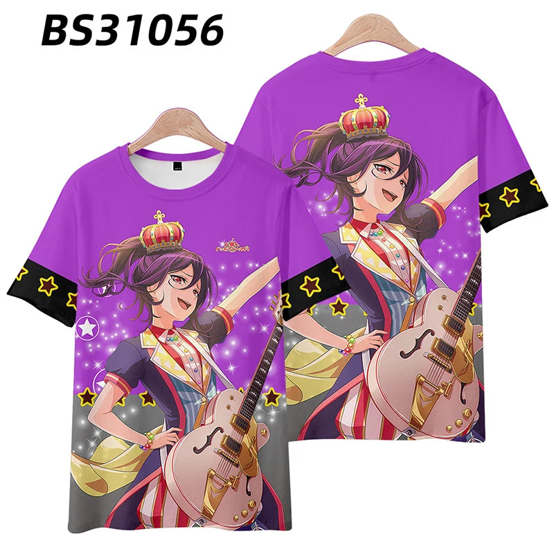 Anime BanG Dream! Poppin'Party Print T shirts Fashion