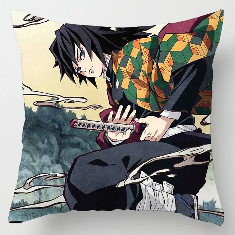 45 * 45CM Demon Slayer Kimetsu No Yaiba Pillowcase Home Decor Sofa