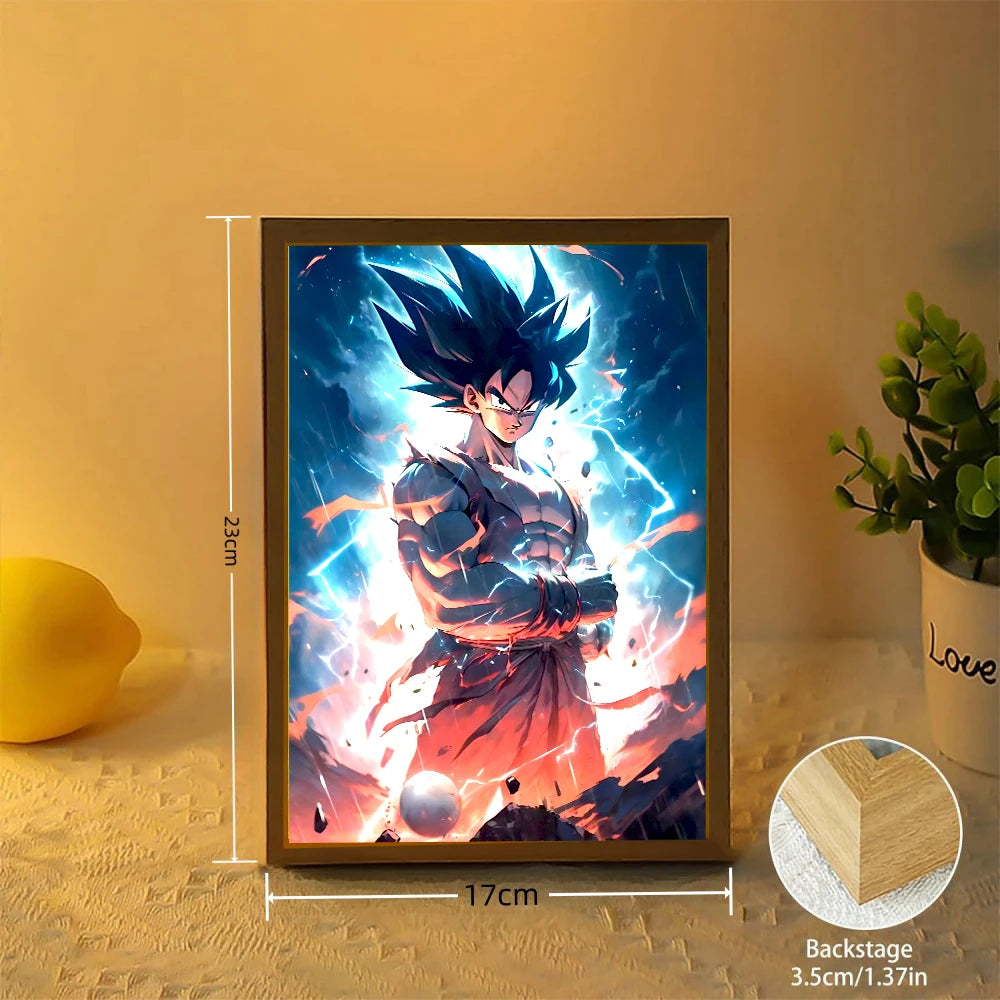 Anime Figure Dragon Ball  Light Painting Photo Frame Goku Vegeta Led Night Light