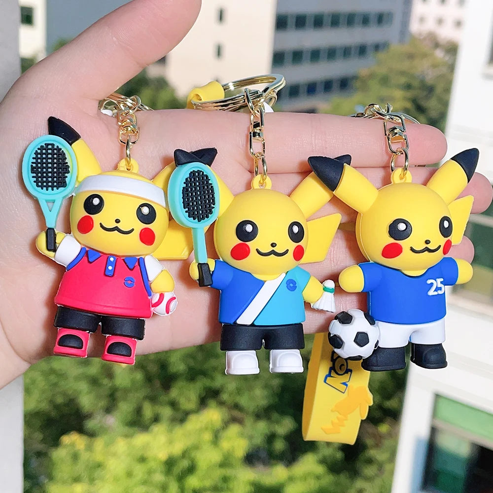 Pokemon Keychain Anime Figures Pikachu Charmander Psyduck Fashion Bag Keyring Pendant Accessories