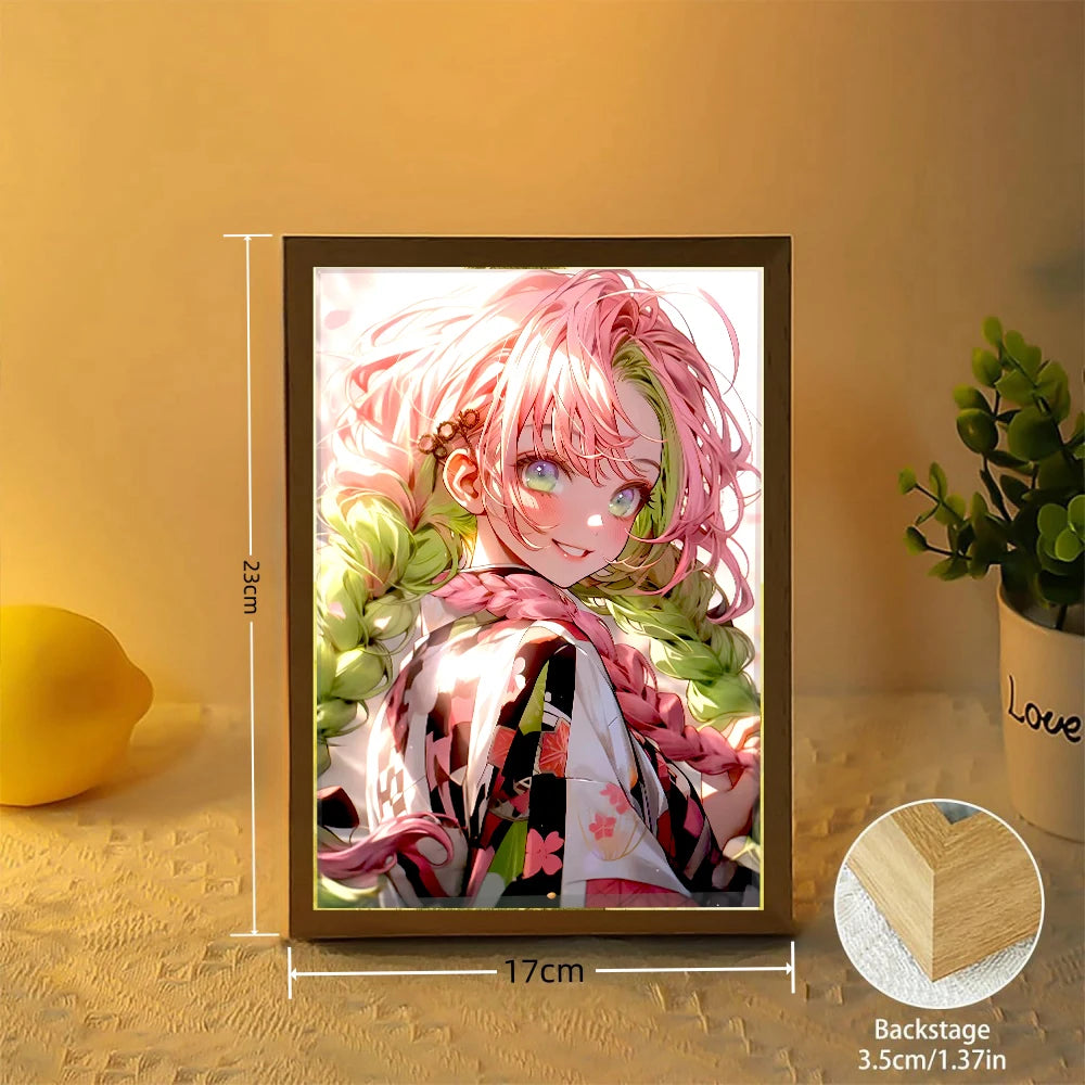 Anime Demon Slayer Light Painting Photo Frame Tanjirou Nezuko Led Night Light