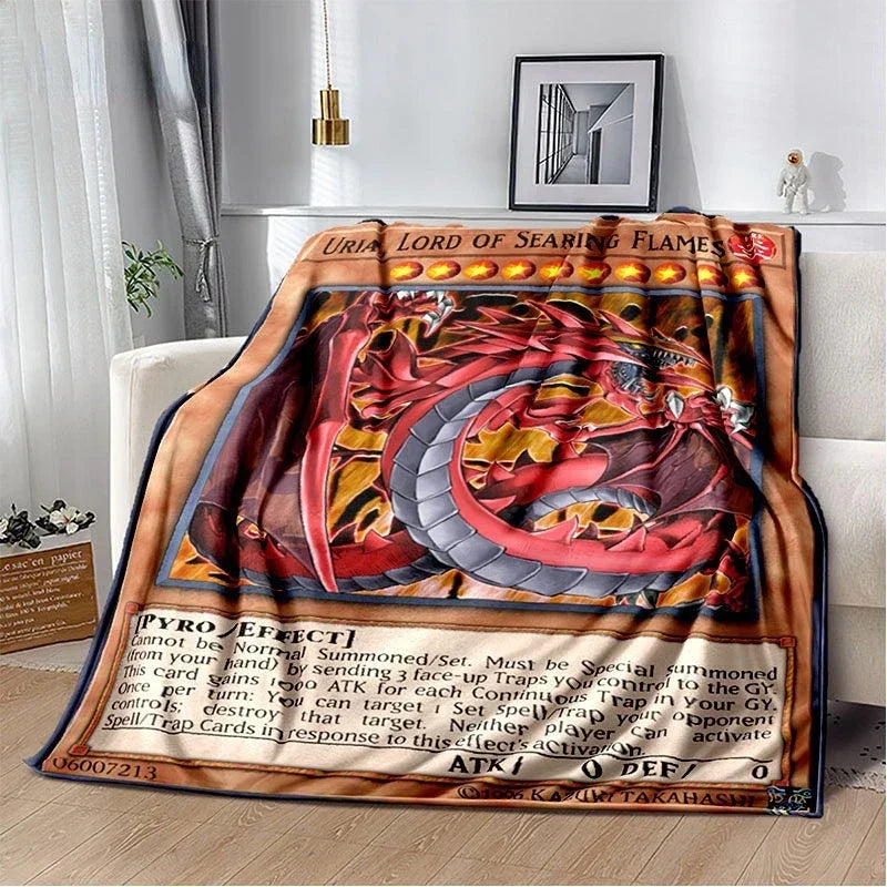 Anime Yu Gi Oh Card Throw Blanket Blue Eyes White Dragon Anime Home Decor