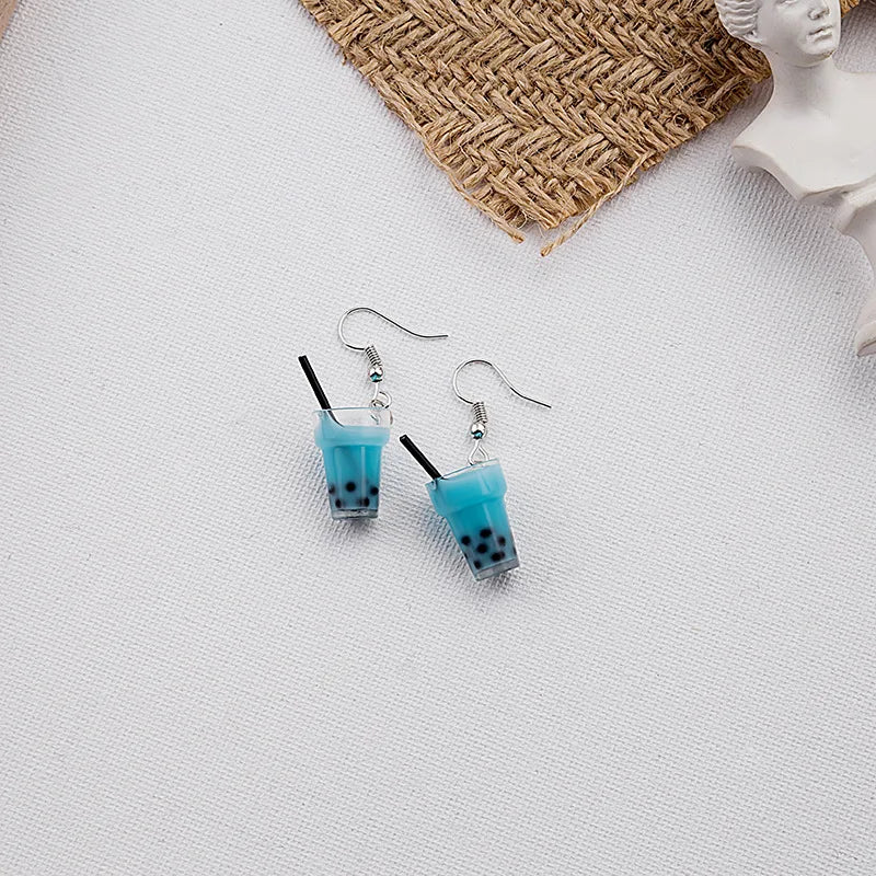 Cute 3D Simulation Bubble Tea Earrings