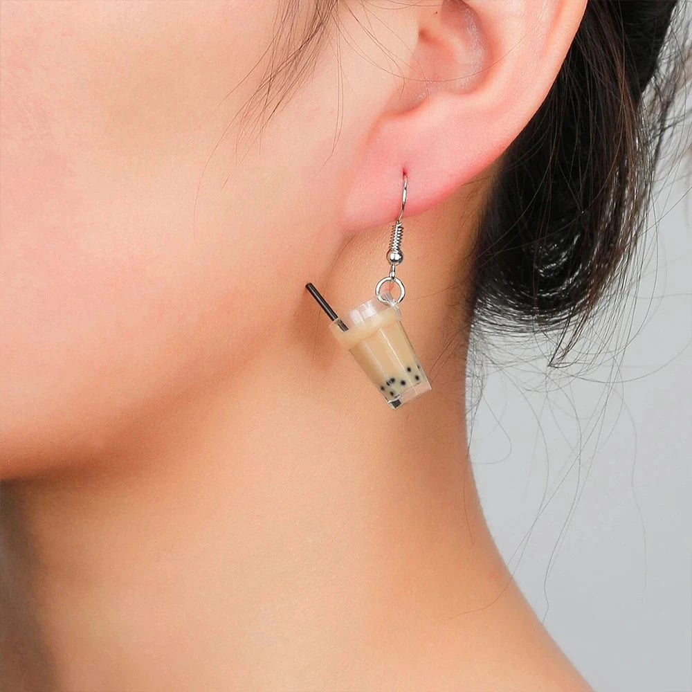 Cute 3D Simulation Bubble Tea Earrings