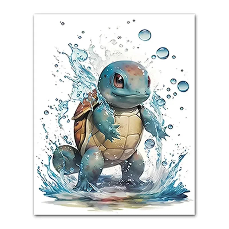 Anime Pokemon Canvas Painting Bulbasaur Charmander Squirtle Poster and Print Watercolor Wall Art