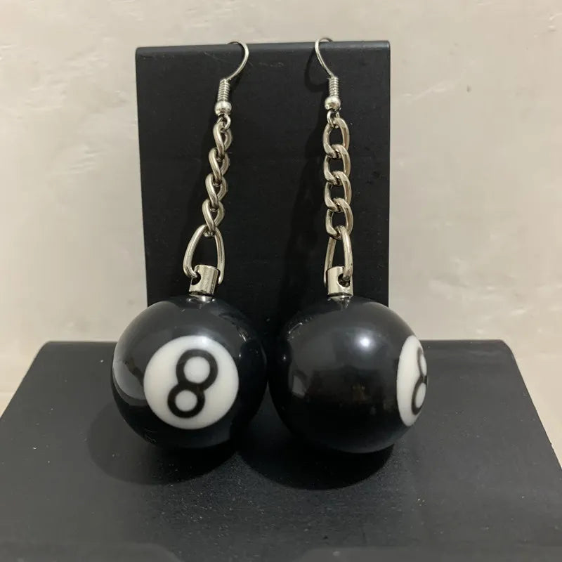 Black Billiards 8 Ball Earrings