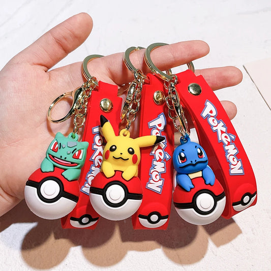 Pokemon Pikachu Charmander Snorlax Squirtle Anime Pokemon Keychain Bag Pendant