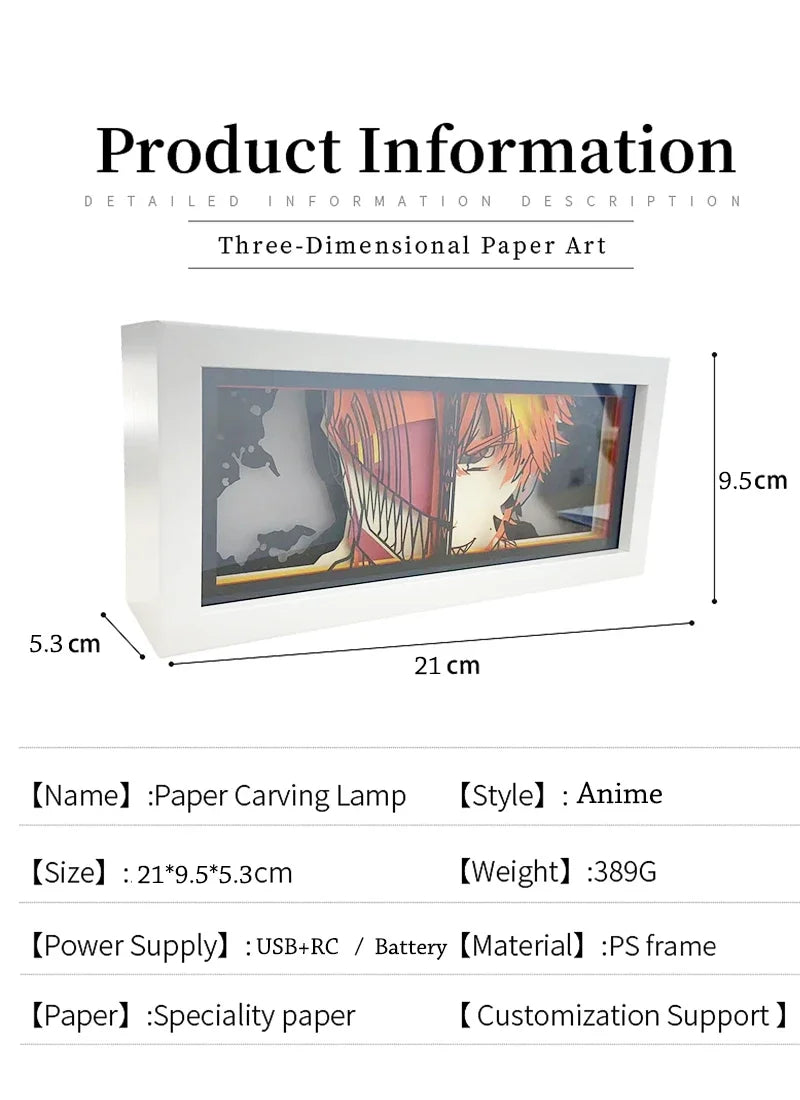 Night Light Anime Paper Cut Shadow Light  Box 3D Shadow Lamp