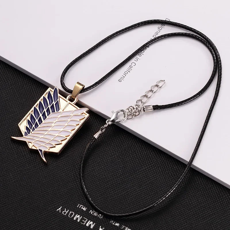 Anime Attack on Titan Alloy Necklace Wings of Liberty Shingeki Pendant No Kyojin Leather Chain