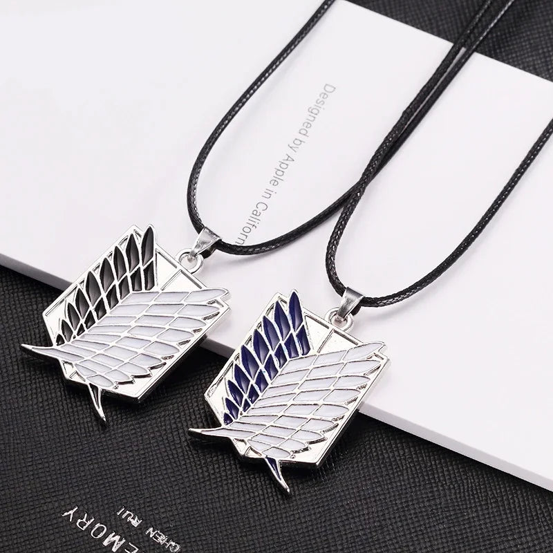 Anime Attack on Titan Alloy Necklace Wings of Liberty Shingeki Pendant No Kyojin Leather Chain