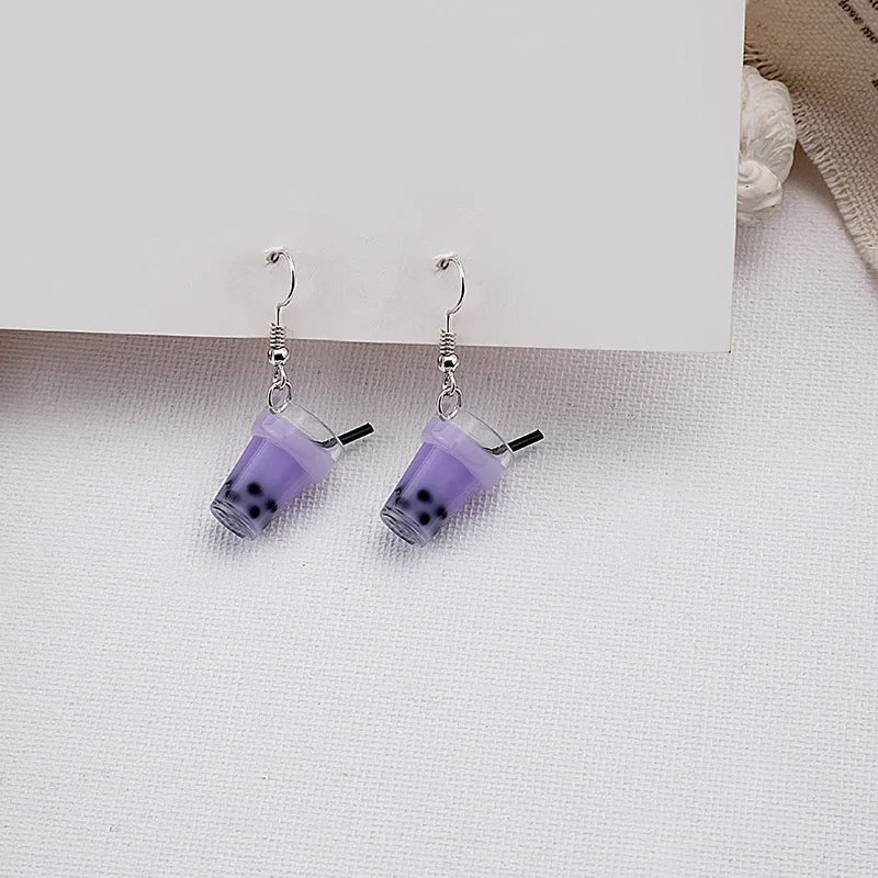 Cute 3D Simulation Bubble Tea Earrings