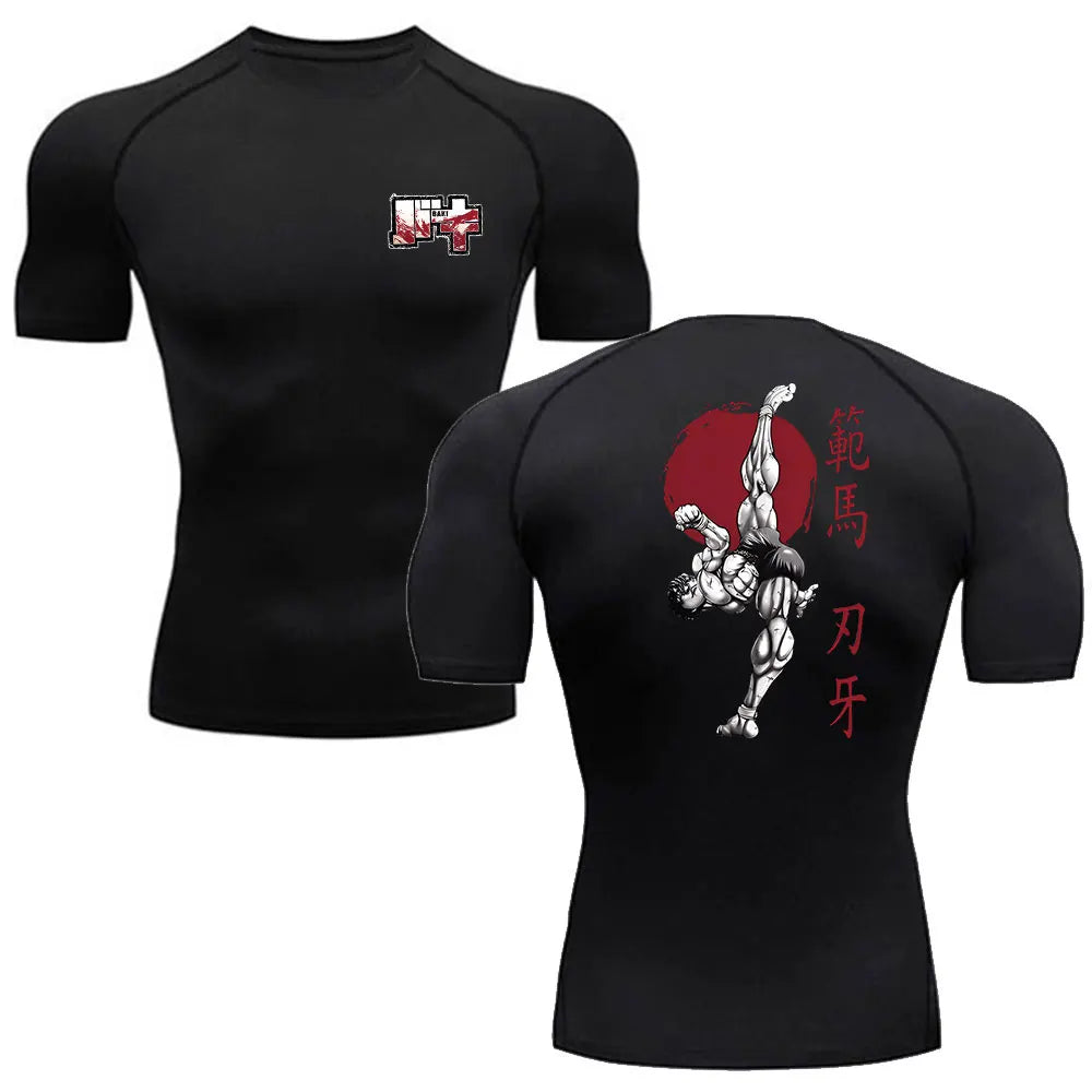 Anime Baki Hanma Men'S T Shirt Gym Fitness Boxing Outdoor Training