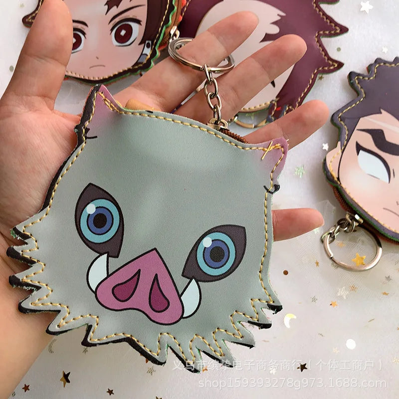 Demon Kimetsu No Yaiba Kamado Nezuko Hashibira Inosuke Coin Wallet Purse Keychain Handbag