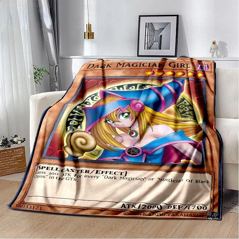 Anime Yu Gi Oh Card Throw Blanket Blue Eyes White Dragon Anime Home Decor