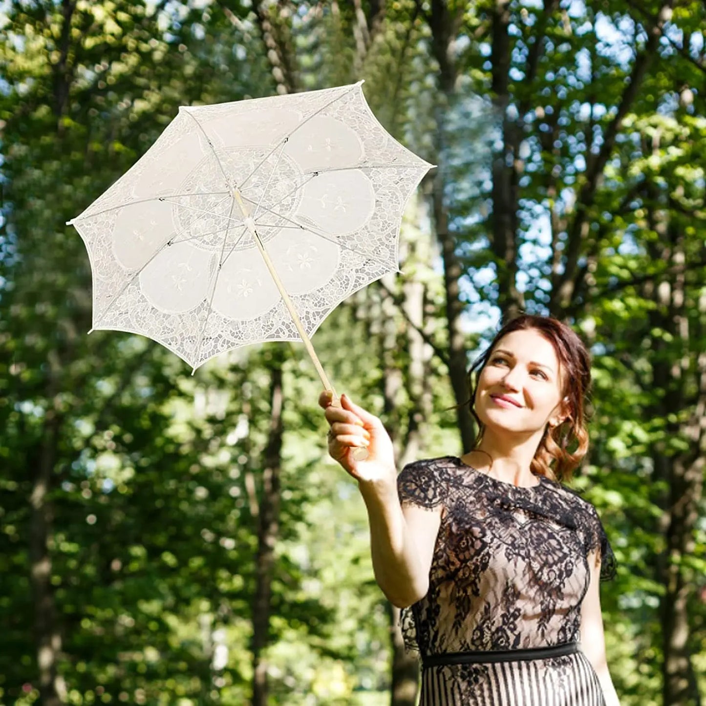 6/12PCS Vintage Lace Parasol Umbrellas Wedding Bridal Umbrella Photograph