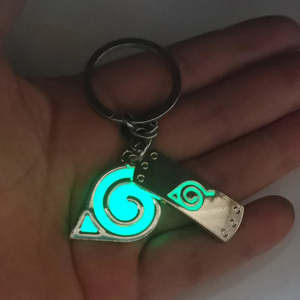 Anime Naruto Keychain Uzumaki Konoha Logo Anime Key Ring GLOW In The DARK