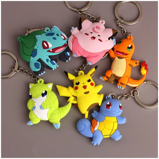 Pokemon Pikachu Keychain Accessories Anime Marowak Abra Gengar Ponyta Porygon