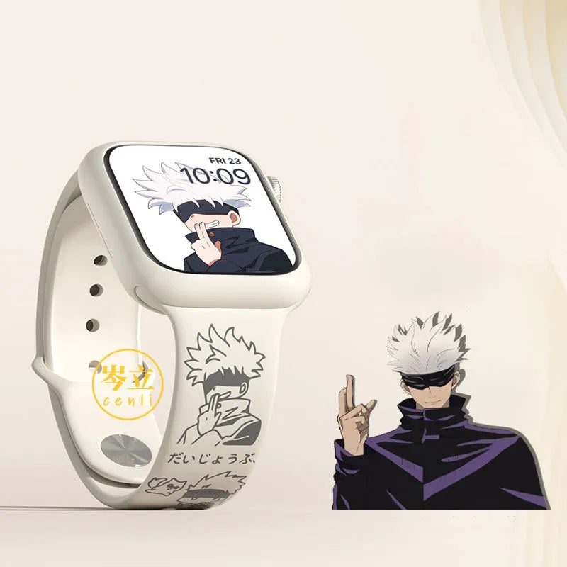 Jujutsu Kaisen Anime Print Satoru Gojo Iwatch Strap Se/4/5/6 Generation 38/41/42Mm Silicone Strap