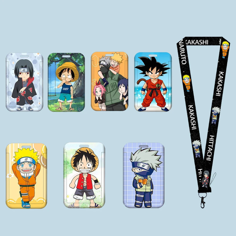 Classic Anime Characters Luffy Kakashi Naruto Lanyard Card Holder Id Bus Cover Card