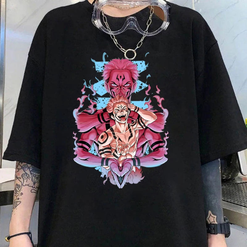 Anime Ryomen Sukuna Print T-shirt Women's Men's Fashion Casual