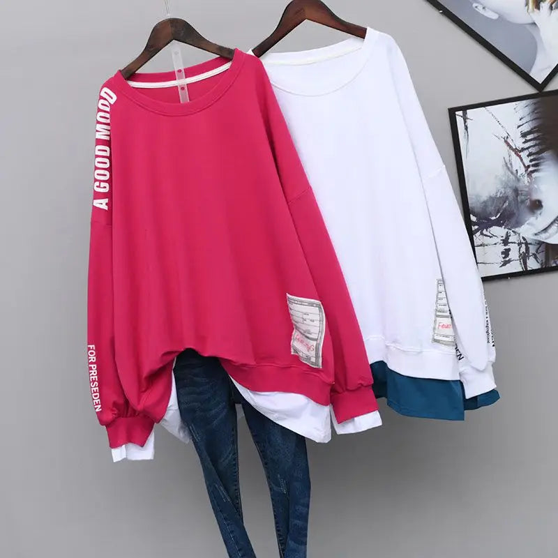 Woman Aesthetic Kpop Clothes Elegant Long Anime Streetwear Pullover Clothing Top Loose Graphic