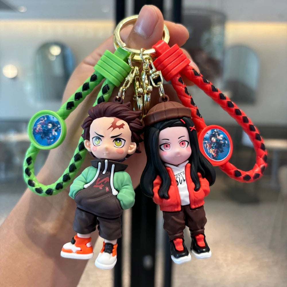 New Demon Slayer Kimetsu No Yaiba Characters Bag Pendant Car Key Chain Ring Fans