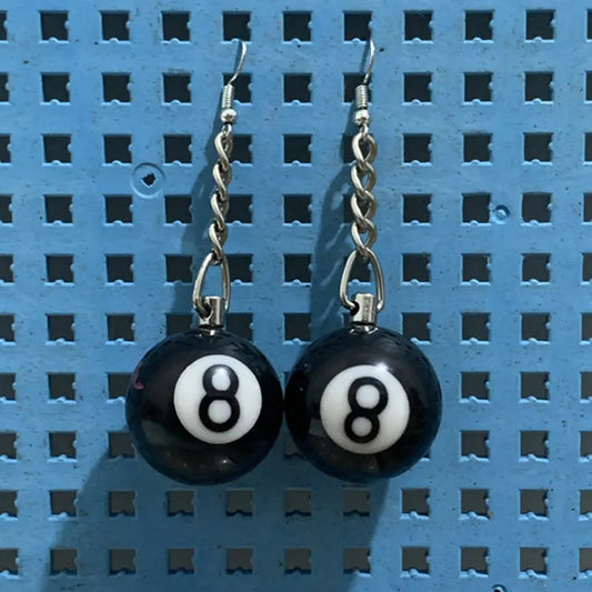 Black Billiards 8 Ball Earrings