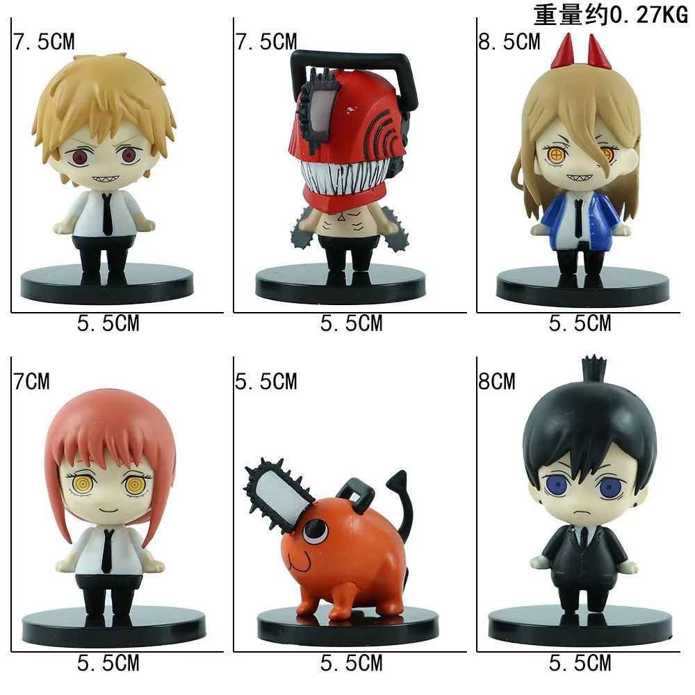 6Pcs/Set Chainsaw Man Figures Pochita Power Anime