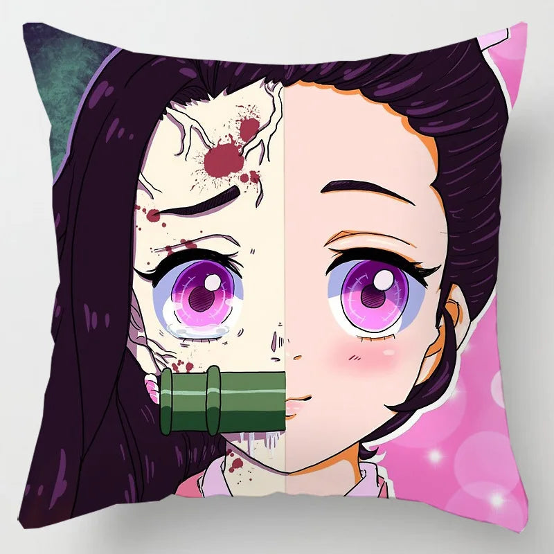 45 * 45CM Demon Slayer Kimetsu No Yaiba Pillowcase Home Decor Sofa