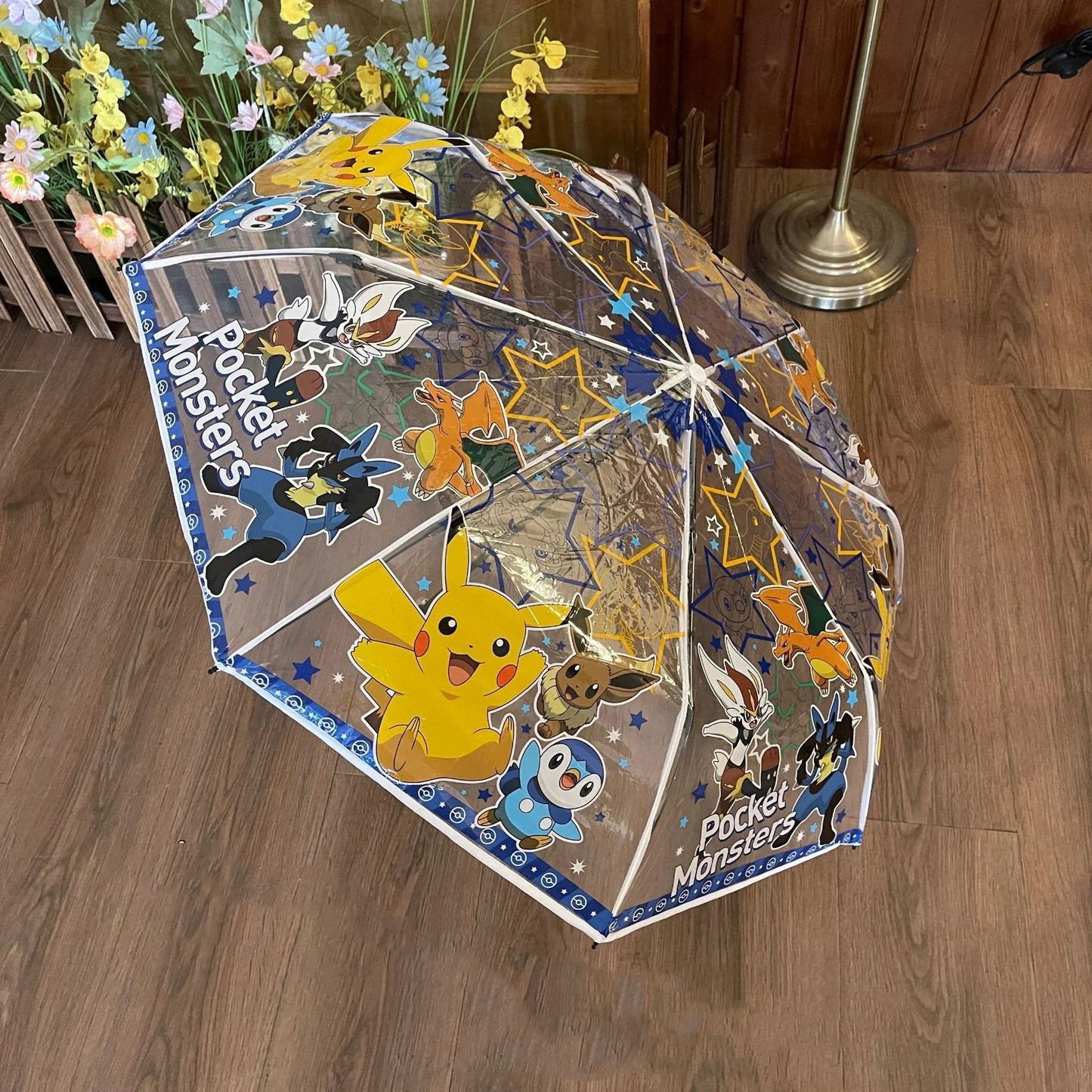 Pokemon Anime Pikachu Umbrella Cute Cartoon Children Transparent Folding Automatic Umbrella