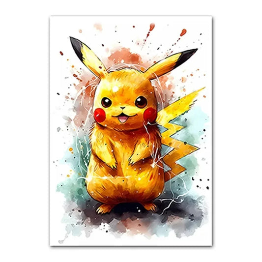 Anime Pokemon Canvas Painting Bulbasaur Charmander Squirtle Poster and Print Watercolor Wall Art