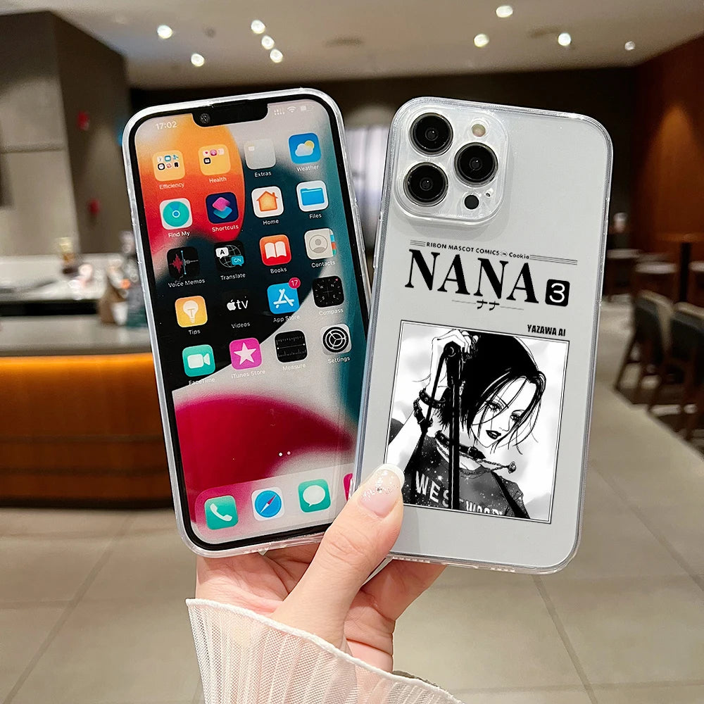 Anime Nana Osaki Line Phone Case For iPhone 15 14 13 12 11 Mini Pro Max X XR XSMax 6S 6 7 8 Plus SE20 luxury Transparent Cover