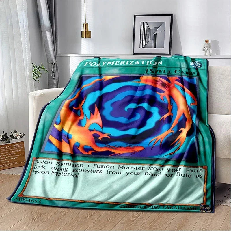 Anime Yu Gi Oh Card Throw Blanket Blue Eyes White Dragon Anime Home Decor