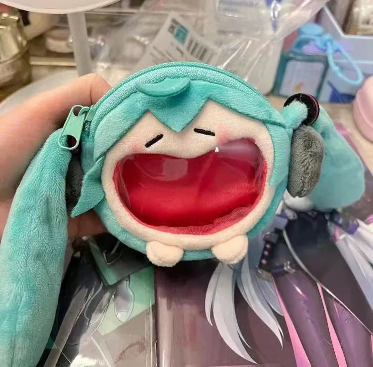 10X9CM New Anime Hatsune Miku Q version Kawaii Figure Multi functional plush mini bag headphone bag pocket coin purse Gifts