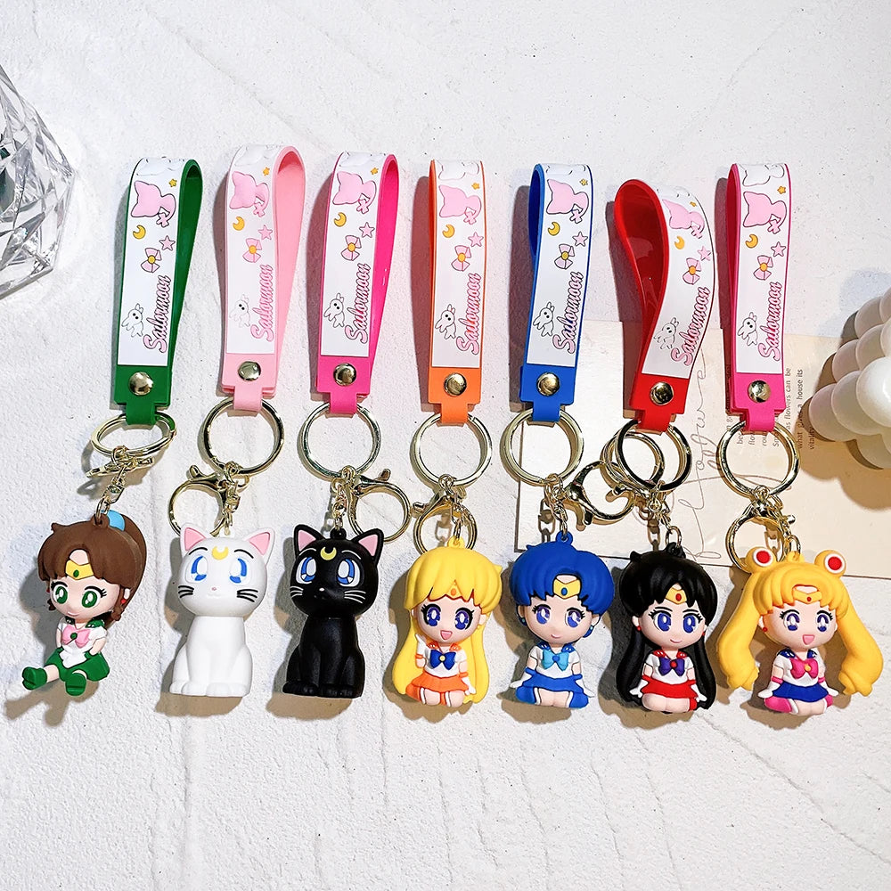 Anime Sailor Moon Keychain Cute Figure Doll Bag Pendant Keyring Car Key Chain Accessories