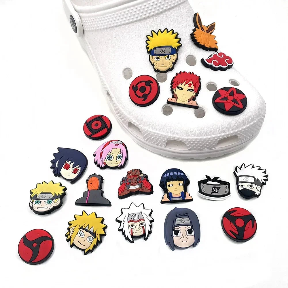 20Pcs/set Naruto Decoration Anime Shoe Croc Charms Cute Sandals Shoes Accessories Kawaii