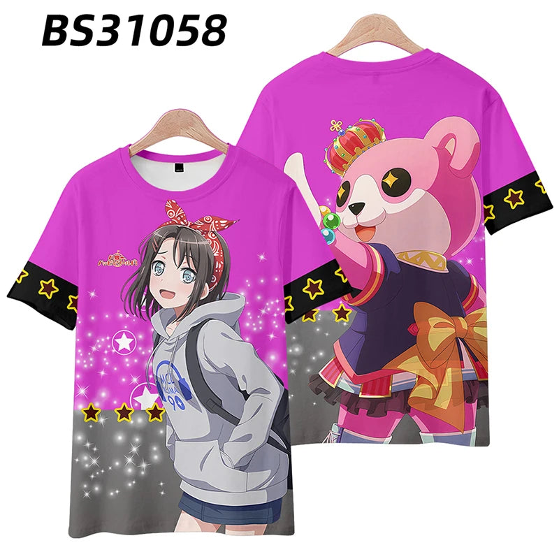 Anime BanG Dream! Poppin'Party Print T shirts Fashion