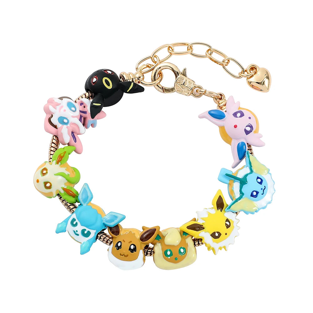 Pokemon Anime Figure Eevee Beads Bracelet Cute Enamel Beaded