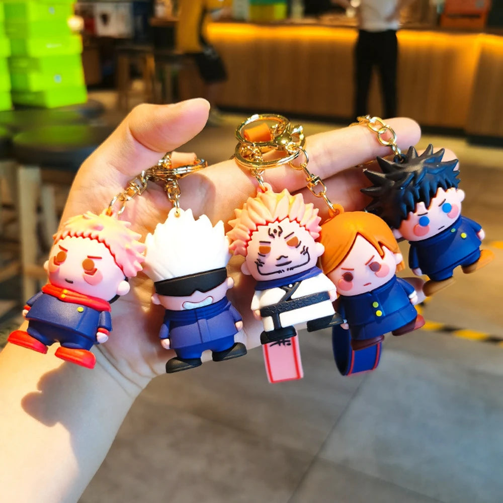 Anime Jujutsu Kaisen keychain Gojo Itadori Doll Keyrings for Bag Pendant